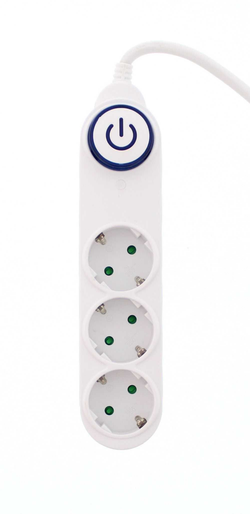 Prelungitor 3 prize WELL 5M cu intrerupator, cablu 3x1.5mmp Alb