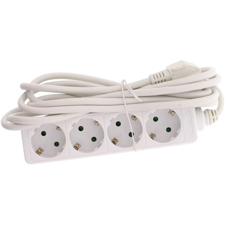 Prelungitor 4 prize WELL 3M, cablu 3x1.5mmp Alb