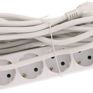 Prelungitor 4 prize WELL 5M, cablu 3x1.5mmp Alb