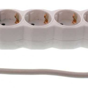 Prelungitor 5 prize WELL 5M cu intrerupator, cablu 3x1.5mmp Alb