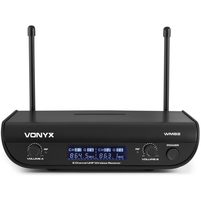 Set doua microfoane wireless Vonyx WM82B cu lavaliera, headset