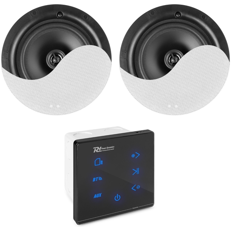 Set boxe tavan cu amplificator incastrabil, 40W RMS, 6.5", Bluetooth/USB/SD, Powerline A50BSET