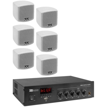 Sistem audio 6 boxe Omni 201 white, bluetooth, USB, FM