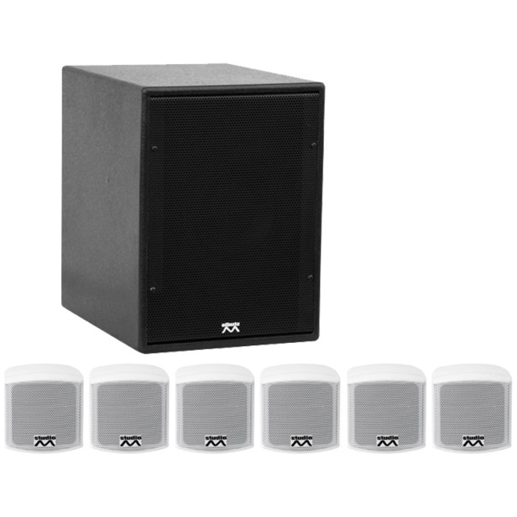 Sistem audio ambiental cu bas activ Atmos Omni 25 6.1 Alb