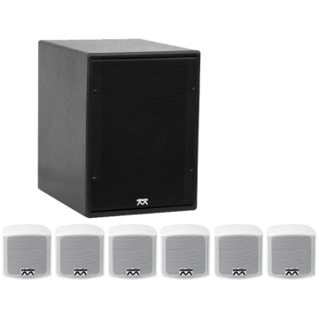 Sistem audio ambiental cu bas activ Atmos Omni 25 6.1 Alb