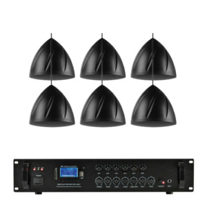 Sistem audio cu 6 boxe suspendate negre Power Dynamics PDS40B, bluetooth, USB, FM