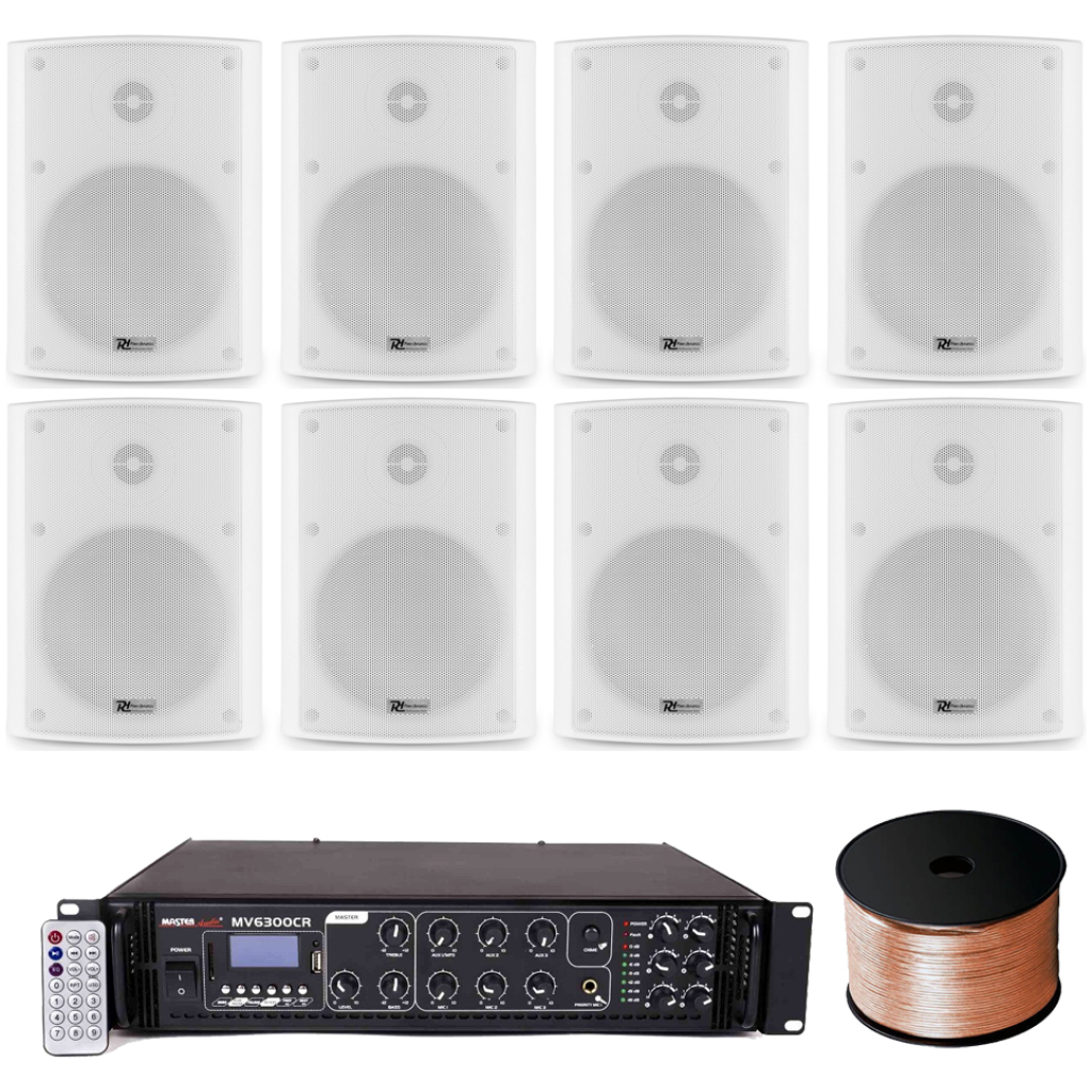 Sistem audio terasa cu 8 boxe BC50V Alb, Bluetooth, USB, 180W