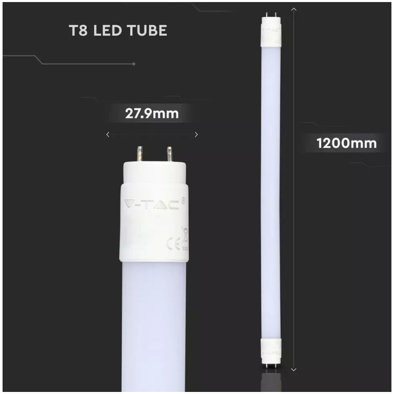 Tub LED T8 V-TAC VT-1612, Alb Rece