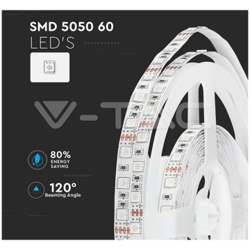 Banda LED V-TAC VT-5050 RGB,60 LED pe metru, de interior