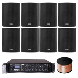 Sistem audio terasa cu 8 boxe BC50V Negre, Bluetooth, USB, 180W