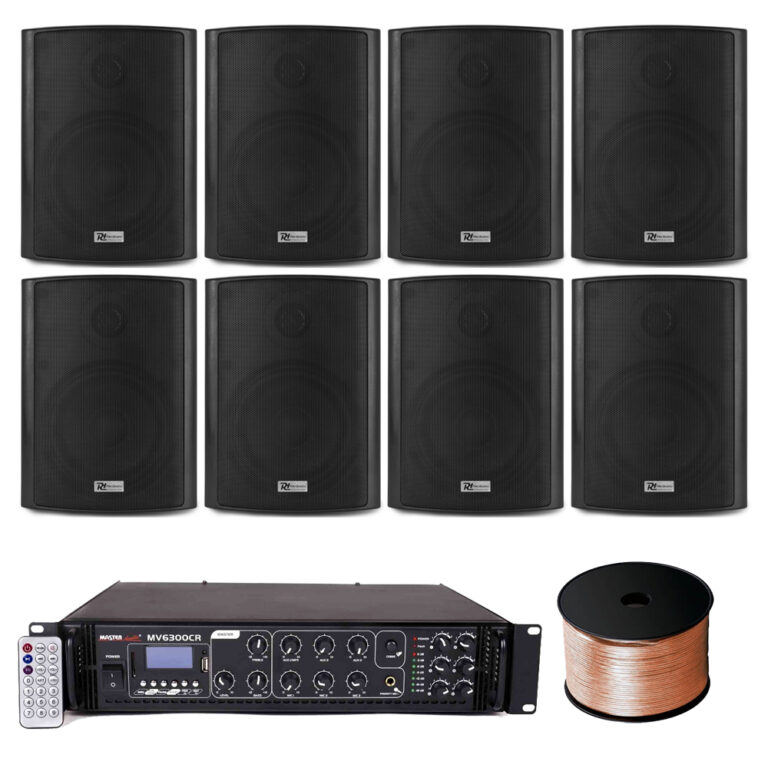 Sistem audio terasa cu 8 boxe BC50V Negre, Bluetooth, USB, 180W