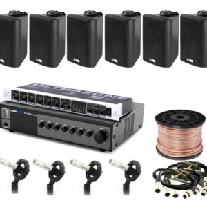 Sistem sonorizare Biserica PRO S4 cu microfoane ambientale si boxe negre