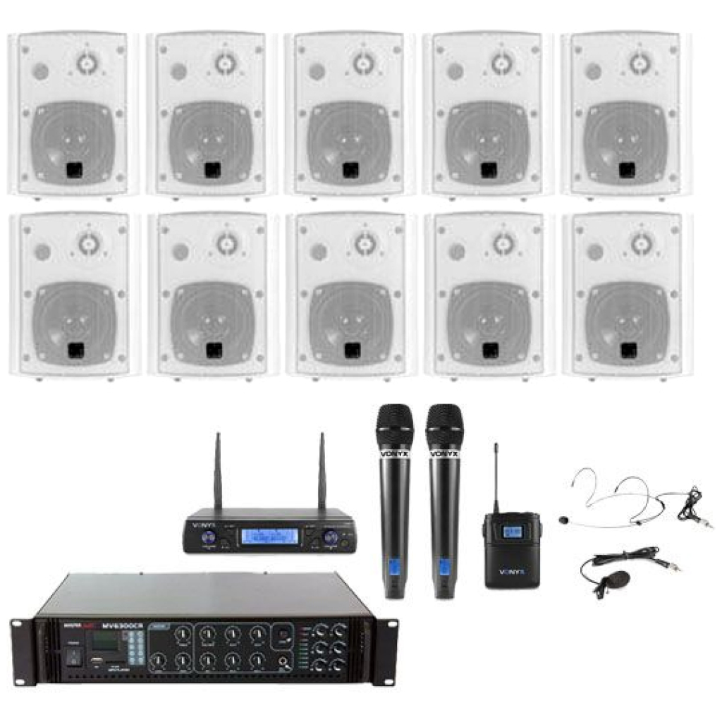 Sistem audio conferinta cu microfoane wireless si 10 boxe aplicate YWS4CT