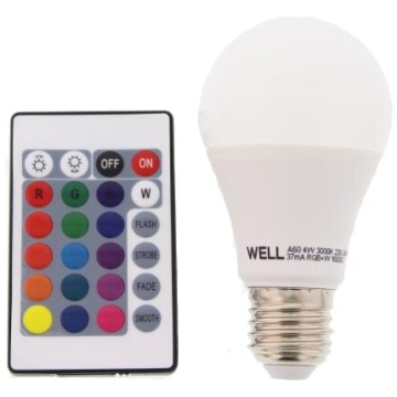 Bec LED WELL 6W E27 cu Telecomanda, RGB+W