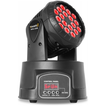 Beamz MHL108, Moving Head Wash 18x 3W led RGB DMX