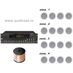 Sistem Audio Ambiental cu 4 zone 16 difuzoare Incastrabile