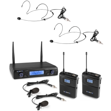 Set microfoane wireless headset si lavaliera Vonyx WM62B