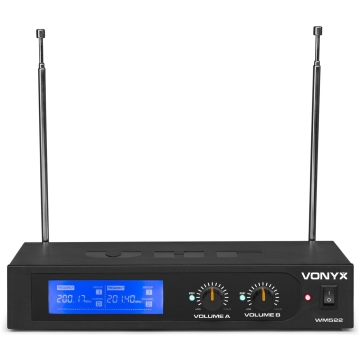 Set 2 microfoane wireless Vonyx WM522B, lavaliera-headset, VHF