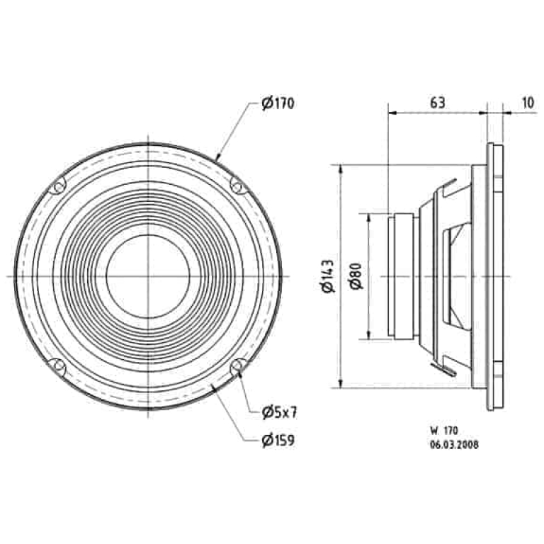 visaton w170 8, difuzor bas 6,5 inch, 8 ohm