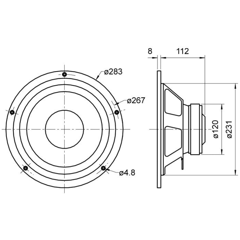 visaton w250 8, difuzor 10 inch, 8 ohm