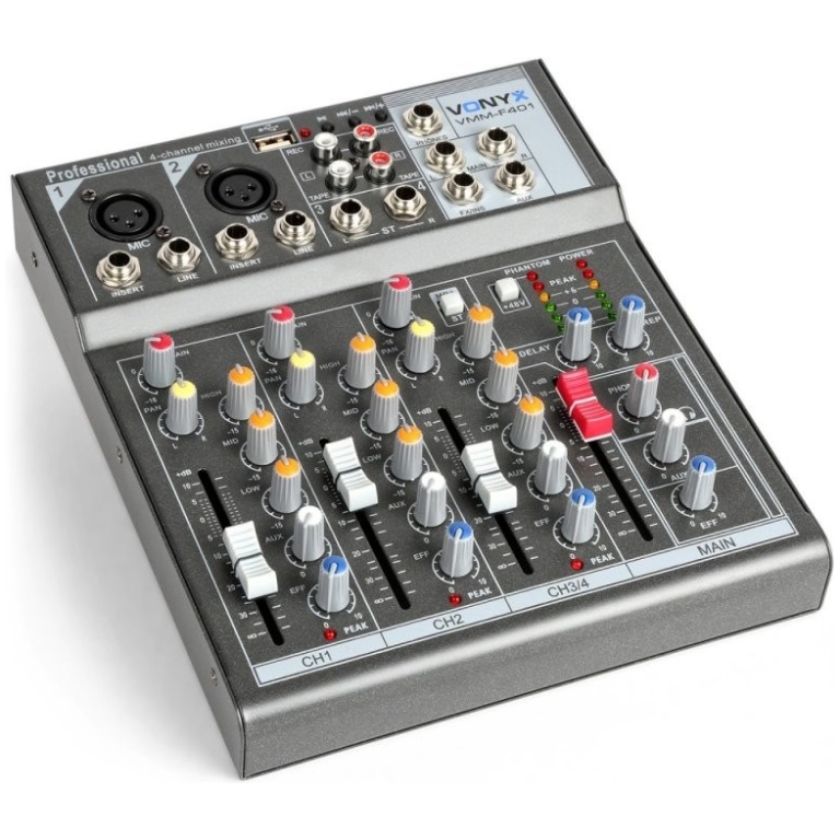 mixer audio vonyx vmm f401 cu 4 canale si player usb