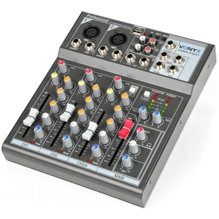 mixer audio vonyx vmm f401 cu 4 canale si player usb
