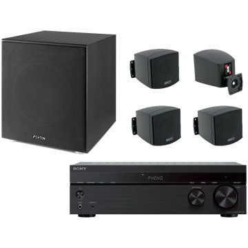 Sistem sonorizare Cafe Restaurant cu Receiver Sony STR-DH190, 4 sateliti si subwoofer