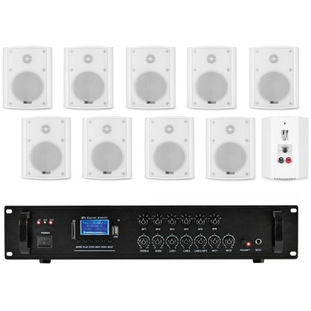 Sistem ambiental 10 boxe albe, bluetooth, USB, FM - Atmos Plus 10W
