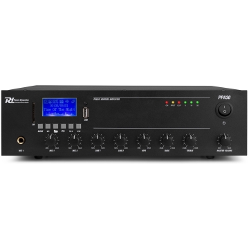 amplificator sonorizare 100v power dynamics ppa30, usb, sd, bluetoth