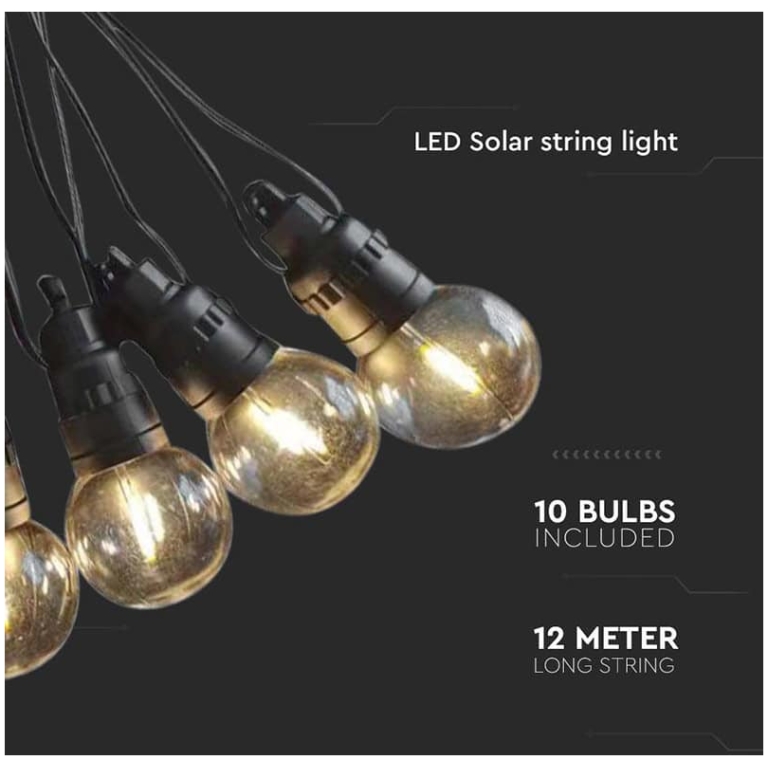 ghirlanda solara led 10 becuri 0.5w, 12m, 3000k