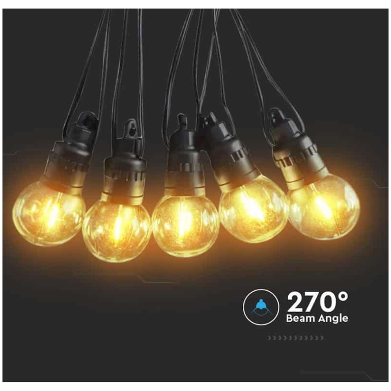 ghirlanda solara led 10 becuri 0.5w, 12m, 3000k