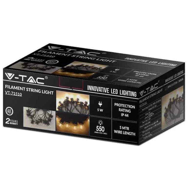 ghirlanda decorativa 5m v tac cu 10 becuri led 0.4w, 3000k