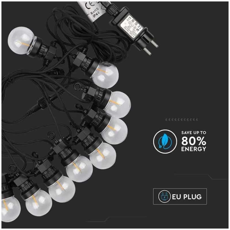 ghirlanda decorativa 5m v tac cu 10 becuri led 0.4w, 3000k