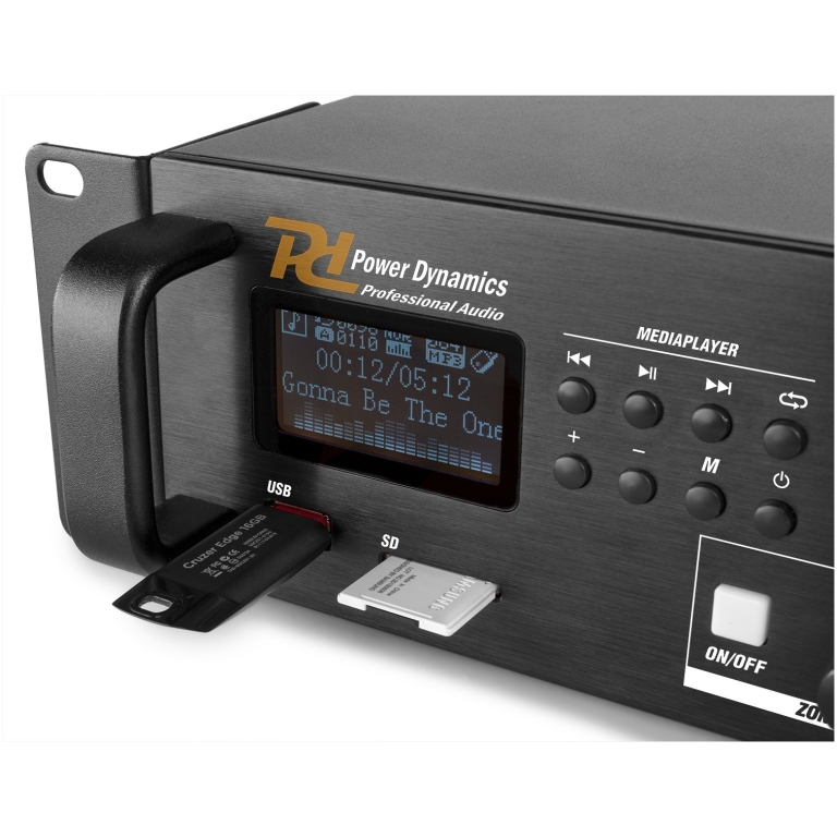 power dynamics pdv360mp3, amplificator 100v cu 4 zone 360w, bluetooth, usb, sd, fm