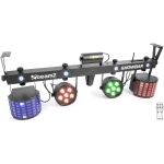 set lumini beamz showbar 2x par, 2x butterfly, laser, dmx, r/g
