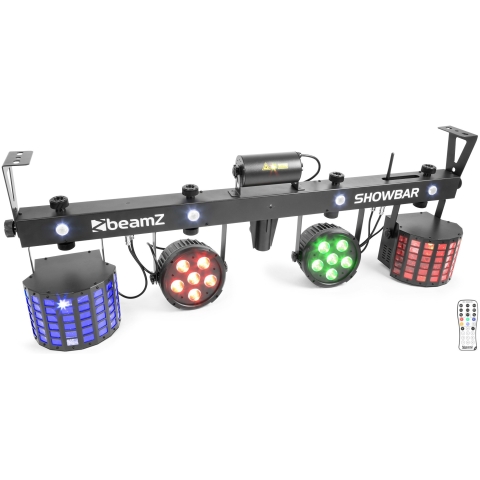 set lumini beamz showbar 2x par, 2x butterfly, laser, dmx, r/g