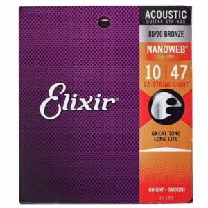 set 12 corzi chitara acustica elixir nanoweb light 12