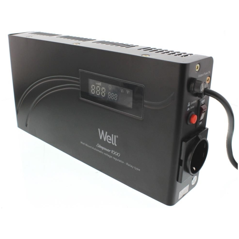 stabilizator tensiune 1000va/600w cu releu well avr rel slimpower1000 wl