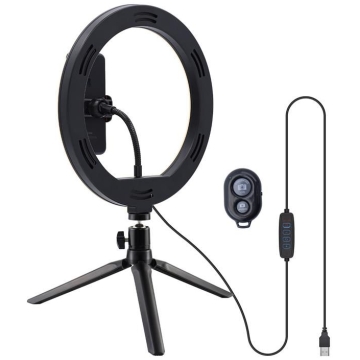 selfie ring light telefon cu trepied, well 10″