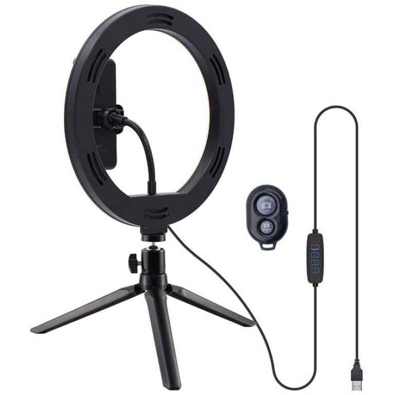 selfie ring light telefon cu trepied, well 10″