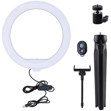 selfie ring light telefon cu trepied, well 10″