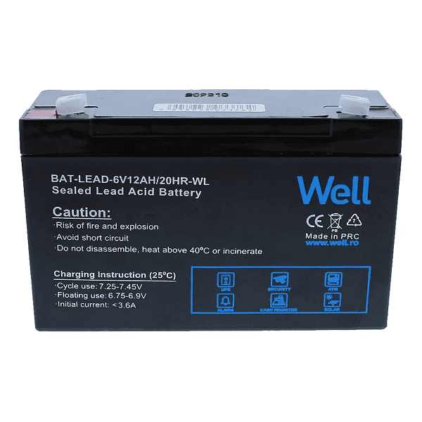 Acumulator plumb acid 6V 12AH WELL, terminal T1