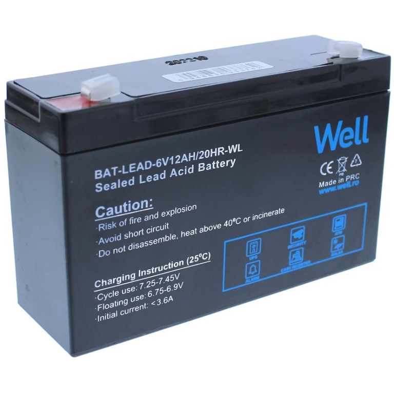 acumulator plumb acid 6v 12ah well, terminal t1