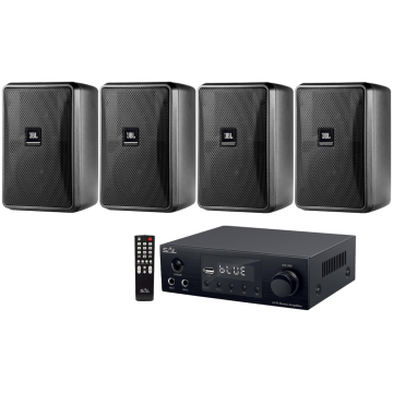 sistem sonorizare exterior jbl control 23 1l, 4 boxe negre, bluetooth, usb, fm