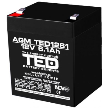 Acumulator 12V 6.1Ah VRLA, Plumb-Acid, terminale F2, T2