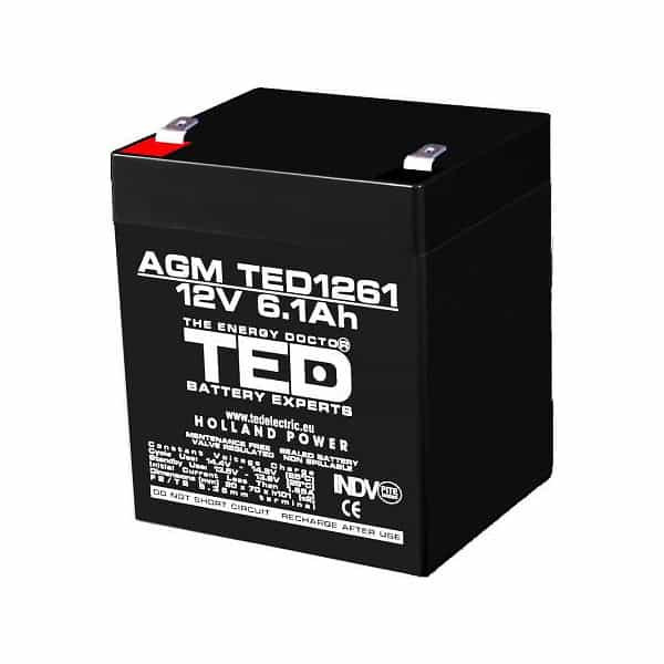 Acumulator 12V 6.1Ah VRLA, Plumb-Acid, terminale F2, T2