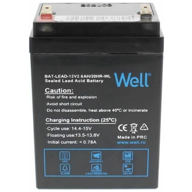 Acumulator plumb acid 12V 2.6AH, terminal F1, Well