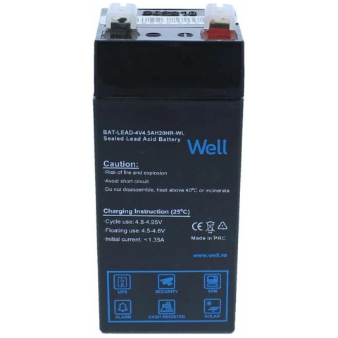 Acumulator plumb acid 4V 4.5AH, terminal T1, Well