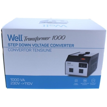 Convertor tensiune 220V-110V 1000VA 2 iesiri WELL_02