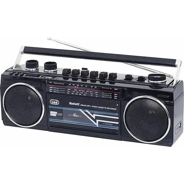 Radio casetofon portabil retro RR 501 BT FM, Bluetooth, MP3, USB, negru